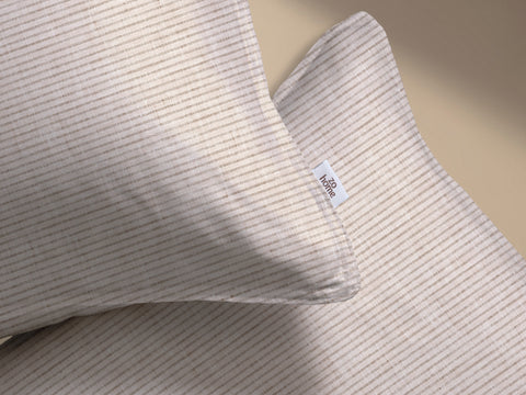 Zohome Dekbedovertrek Striscia di Lino Sandy Beige - 100% Katoen