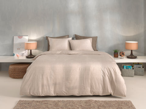 Zohome Dekbedovertrek Lino Sandy Beige - 100% Katoen
