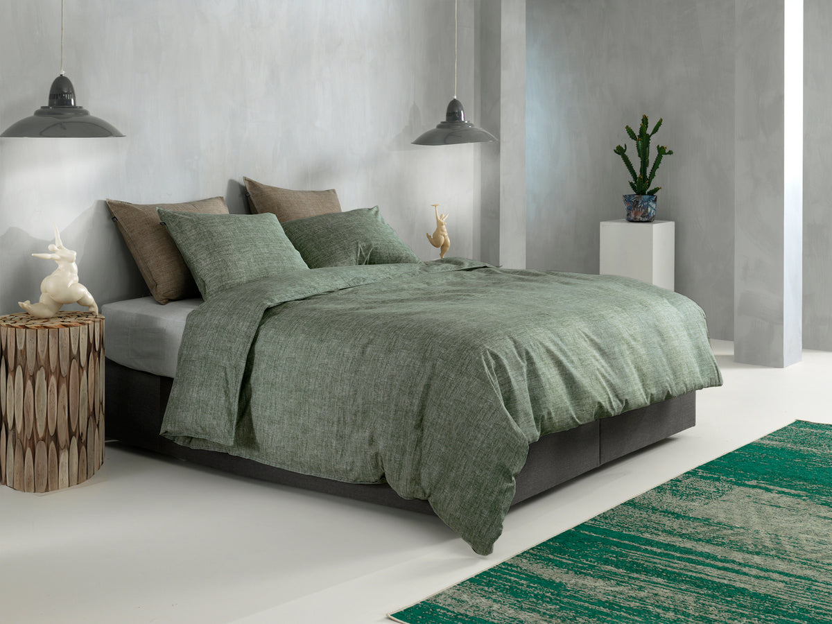 Zohome Dekbedovertrek Lino Army Green - 100% Katoen
