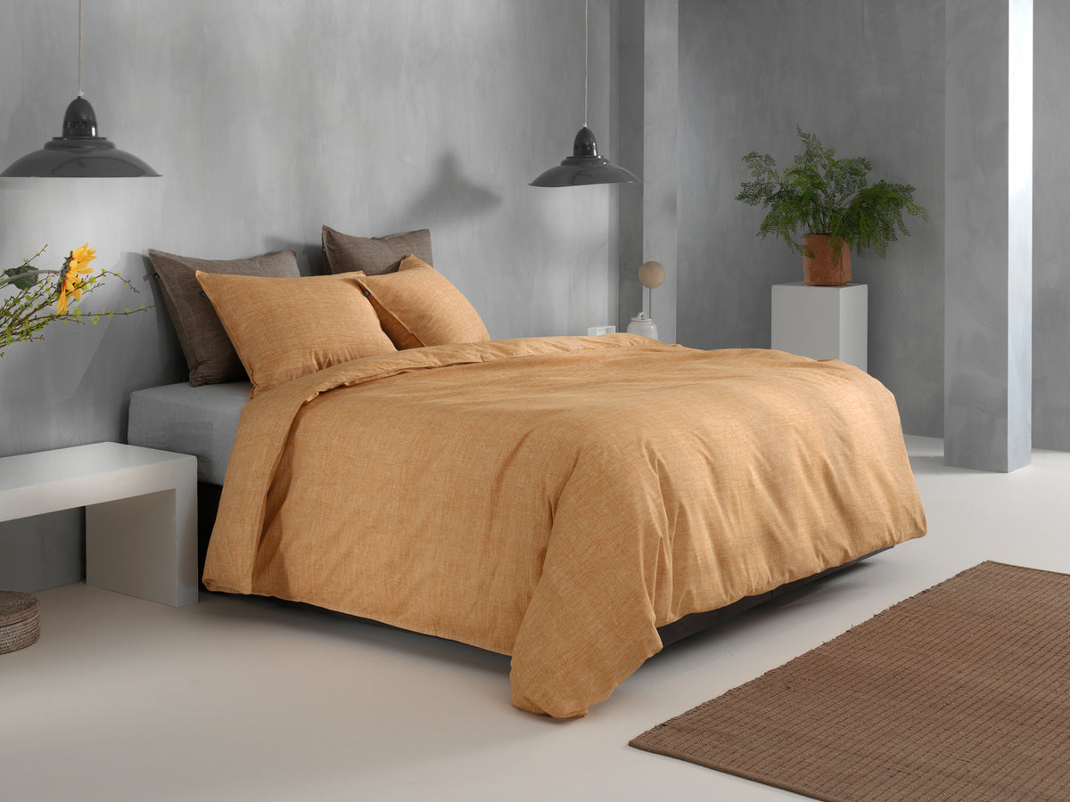 Zohome Dekbedovertrek Lino Ochre Yellow - 100% Katoen