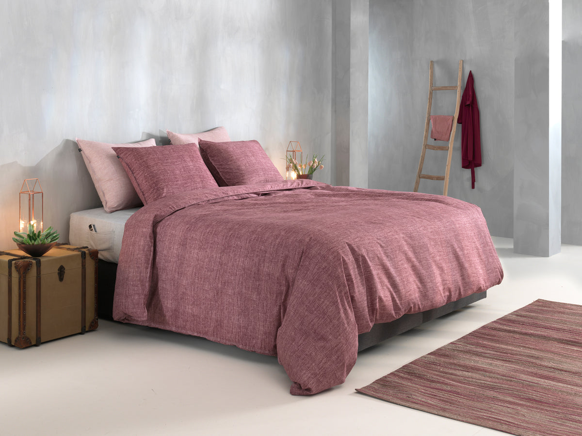 Zohome Dekbedovertrek Lino Wine Red - 100% Katoen