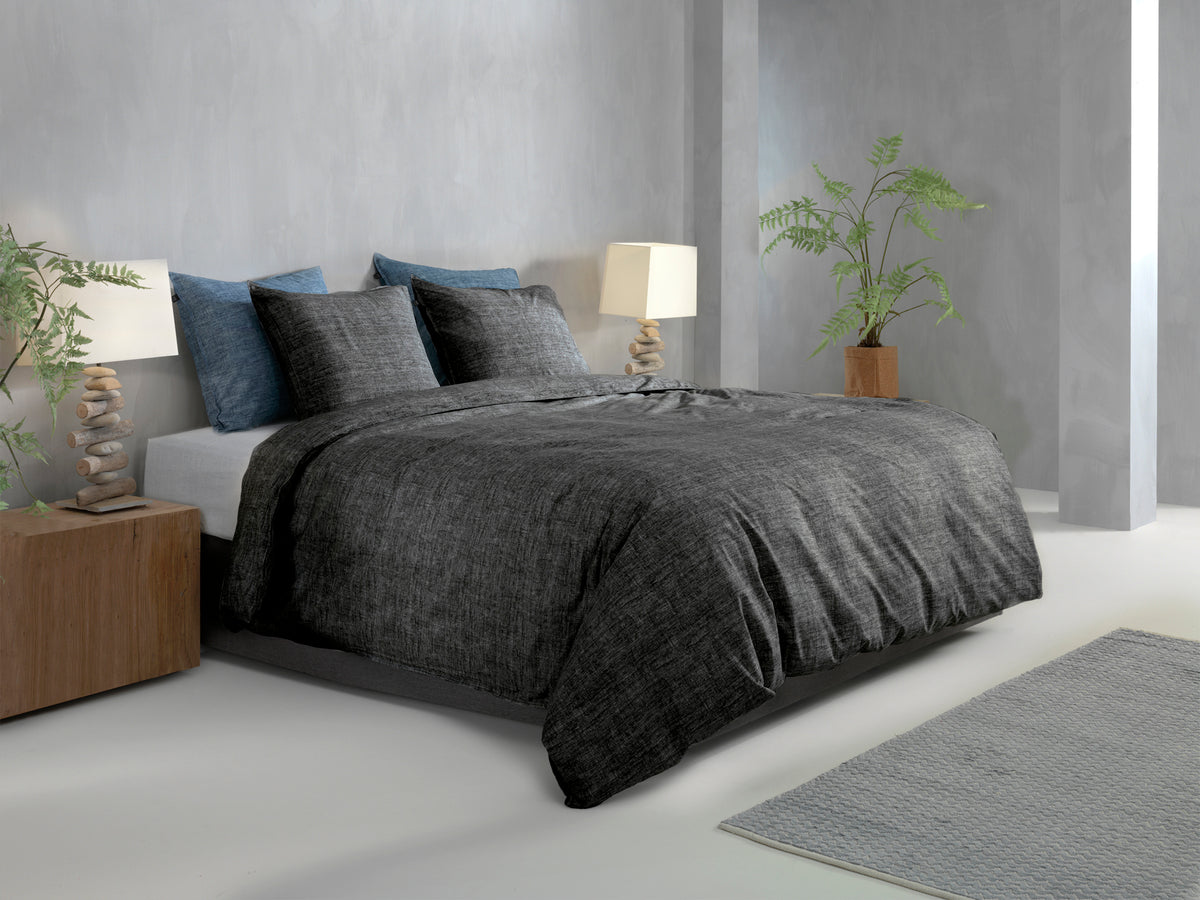 Zohome Dekbedovertrek Lino Midnight Black - 100% Katoen