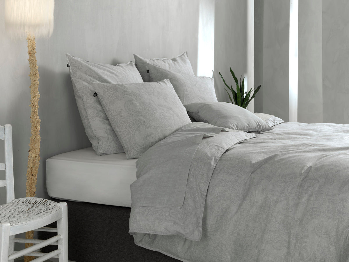 Zohome Dekbedovertrek Paisley di Lino Dove Grey - 100% Katoen