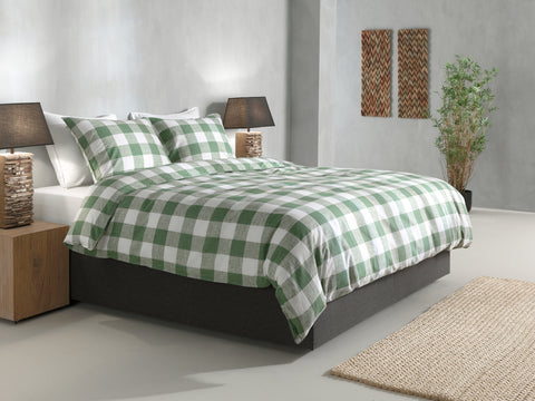 Zohome Dekbedovertrek Quattro di Lino Moss Green - 100% Katoen