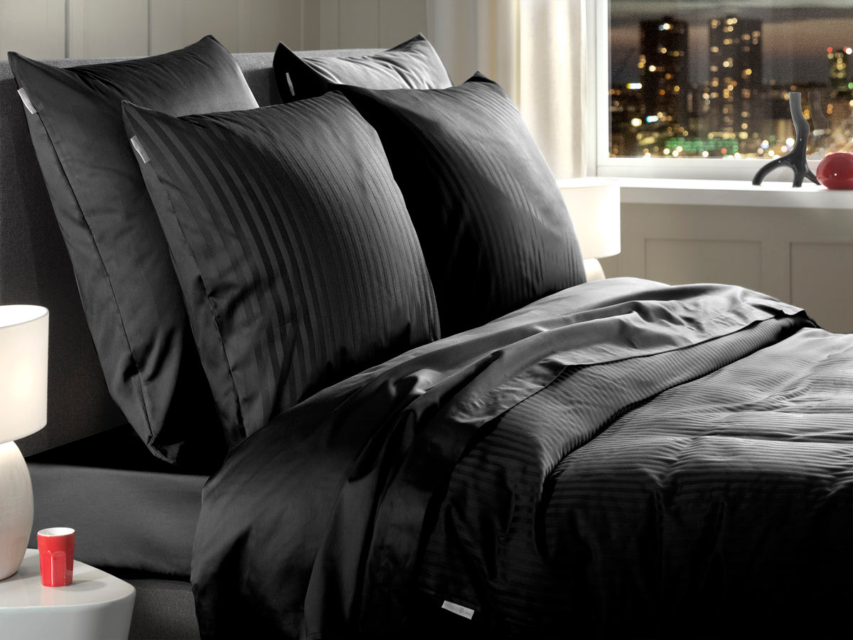 Heckettlane Dekbedovertrek Banda Moonless Black - 100% Katoen-Satijn