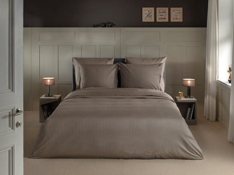 Heckettlane Dekbedovertrek Banda Taupe Grey - 100% Katoen-Satijn