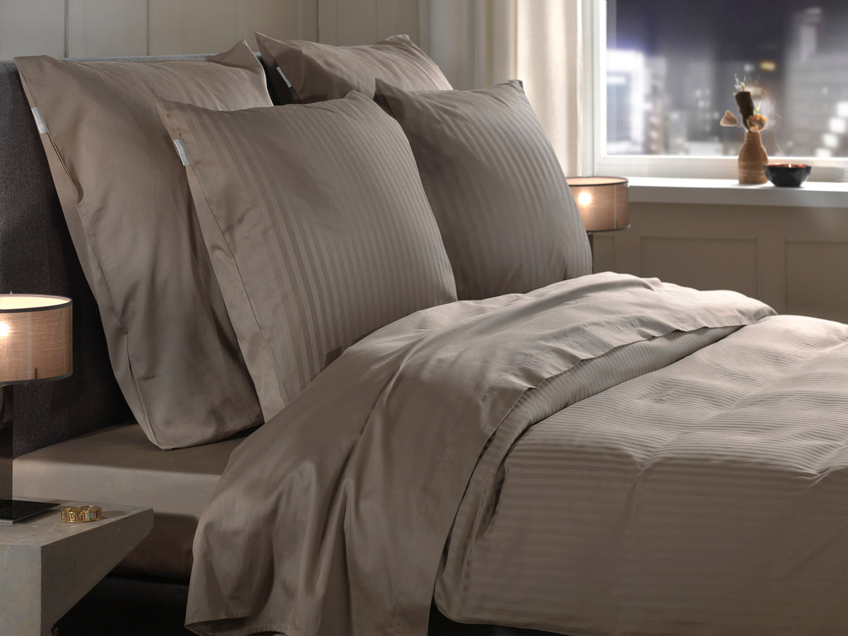 Heckettlane Dekbedovertrek Banda Taupe Grey - 100% Katoen-Satijn