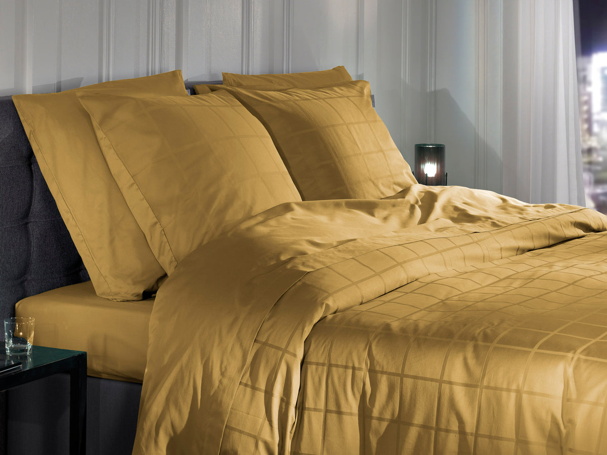 Heckettlane Dekbedovertrek Diamante Amber Gold - 100% Katoen-Satijn