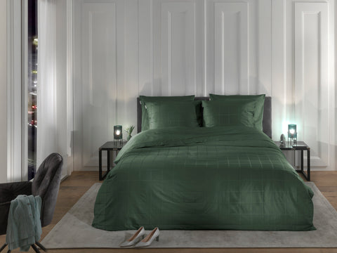 Heckettlane Dekbedovertrek Diamante Calla Green - 100% Katoen-Satijn