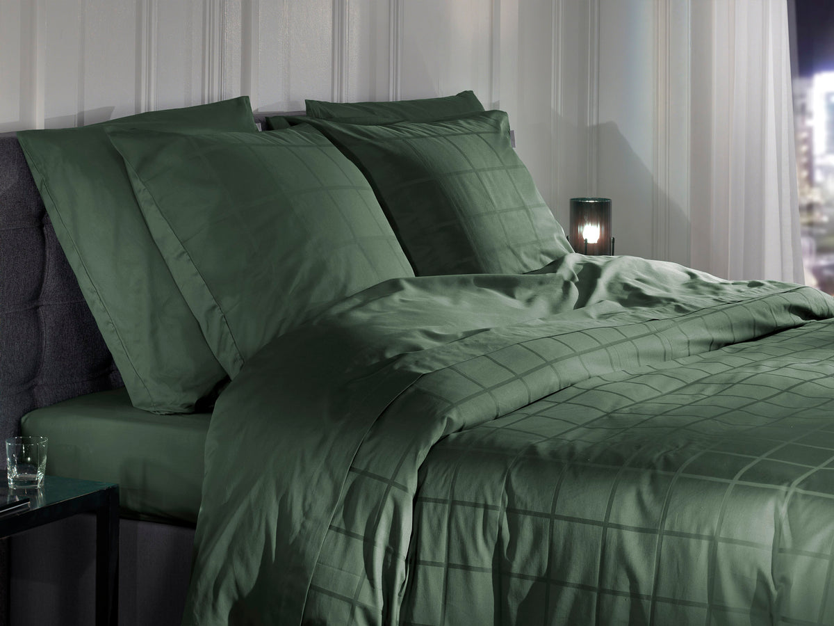 Heckettlane Dekbedovertrek Diamante Calla Green - 100% Katoen-Satijn