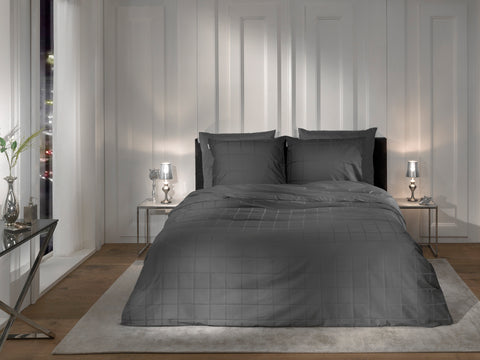 Heckettlane Dekbedovertrek Diamante Classic Anthracite - 100% Katoen-Satijn