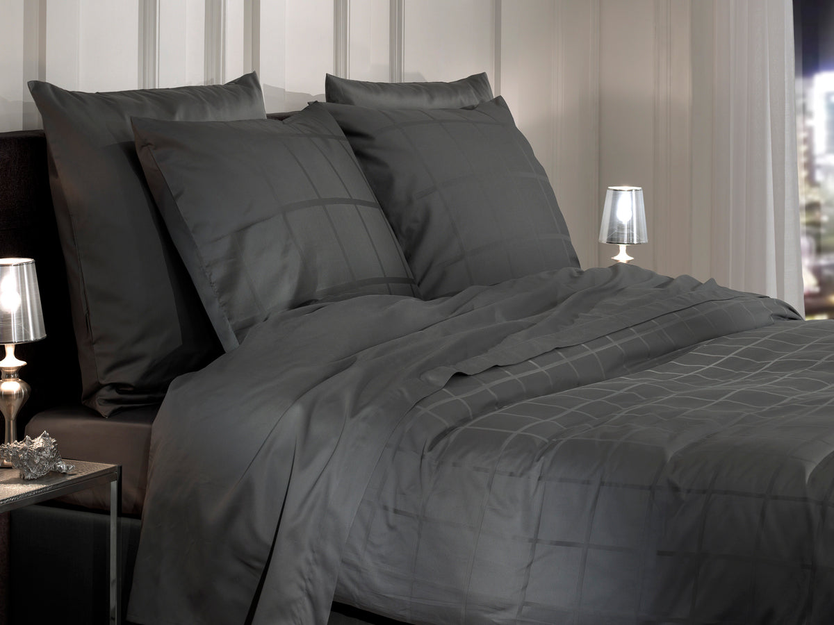 Heckettlane Dekbedovertrek Diamante Classic Anthracite - 100% Katoen-Satijn