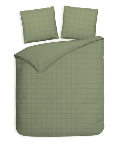 Heckettlane Dekbedovertrek Diamante Laurel Green - 100% Katoen-Satijn