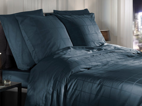 Heckettlane Dekbedovertrek Diamante Maritime Blue - 100% Katoen-Satijn