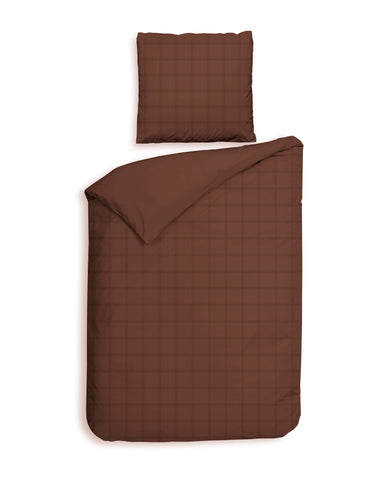 Heckettlane Dekbedovertrek Diamante Marsala Brown - 100% Katoen-Satijn