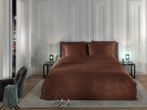 Heckettlane Dekbedovertrek Diamante Marsala Brown - 100% Katoen-Satijn