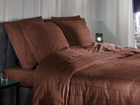 Heckettlane Dekbedovertrek Diamante Marsala Brown - 100% Katoen-Satijn