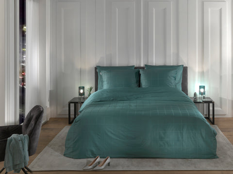 Heckettlane Dekbedovertrek Diamante Mineral Green - 100% Katoen-Satijn