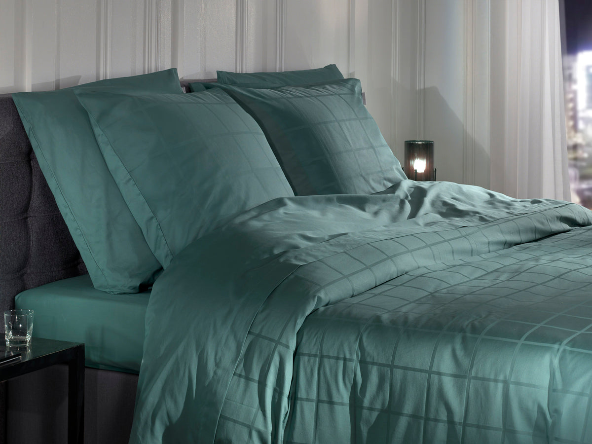 Heckettlane Dekbedovertrek Diamante Mineral Green - 100% Katoen-Satijn