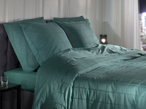 Heckettlane Dekbedovertrek Diamante Mineral Green - 100% Katoen-Satijn