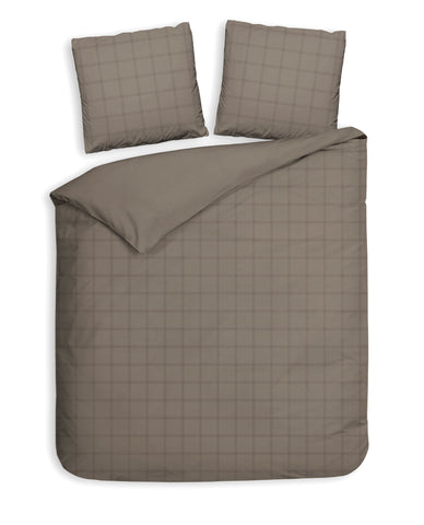 Heckettlane Dekbedovertrek Diamante Taupe Grey - 100% Katoen-Satijn