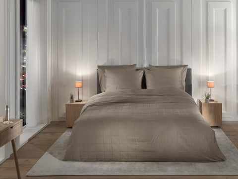 Heckettlane Dekbedovertrek Diamante Taupe Grey - 100% Katoen-Satijn