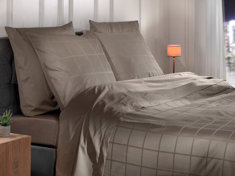 Heckettlane Dekbedovertrek Diamante Taupe Grey - 100% Katoen-Satijn