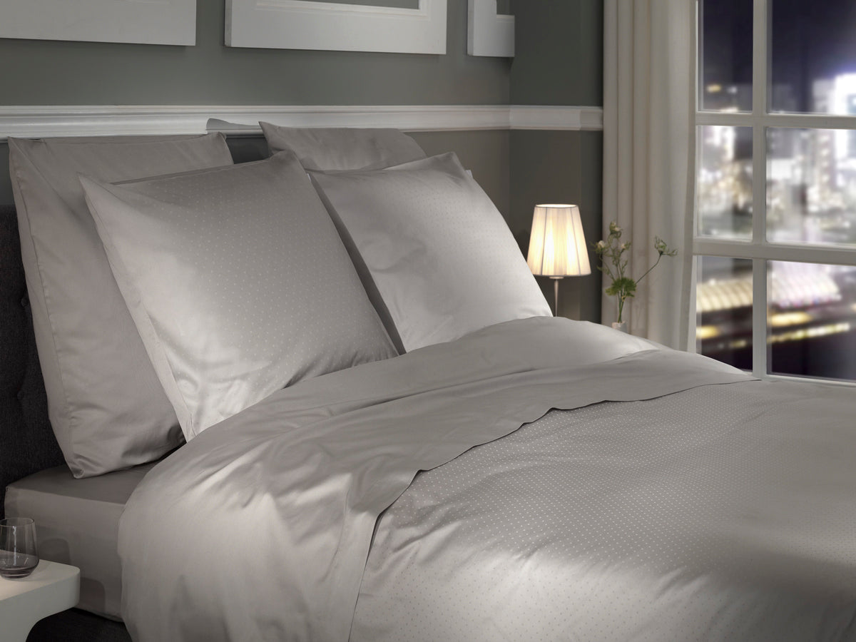 Heckettlane Dekbedovertrek Punto Glacier Grey - 100% Katoen-Satijn