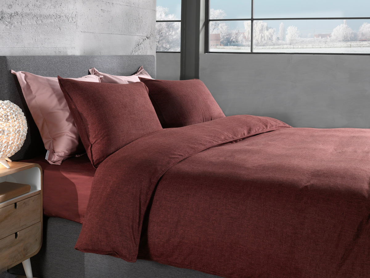 Heckettlane Dekbedovertrek Franela Brandy Brown - 100% Katoen-Flanel