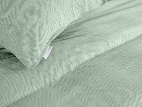 Heckettlane Dekbedovertrek Spina Laurel Green - 100% Katoen-Flanel