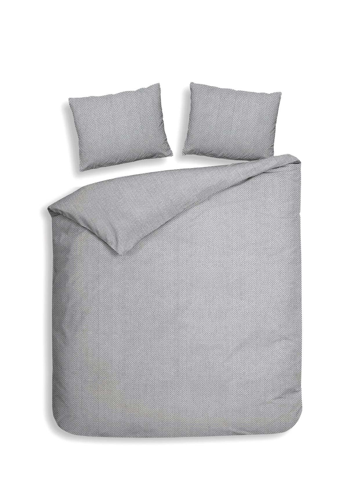 Heckettlane Dekbedovertrek Spina Light Grey - 100% Katoen-Flanel
