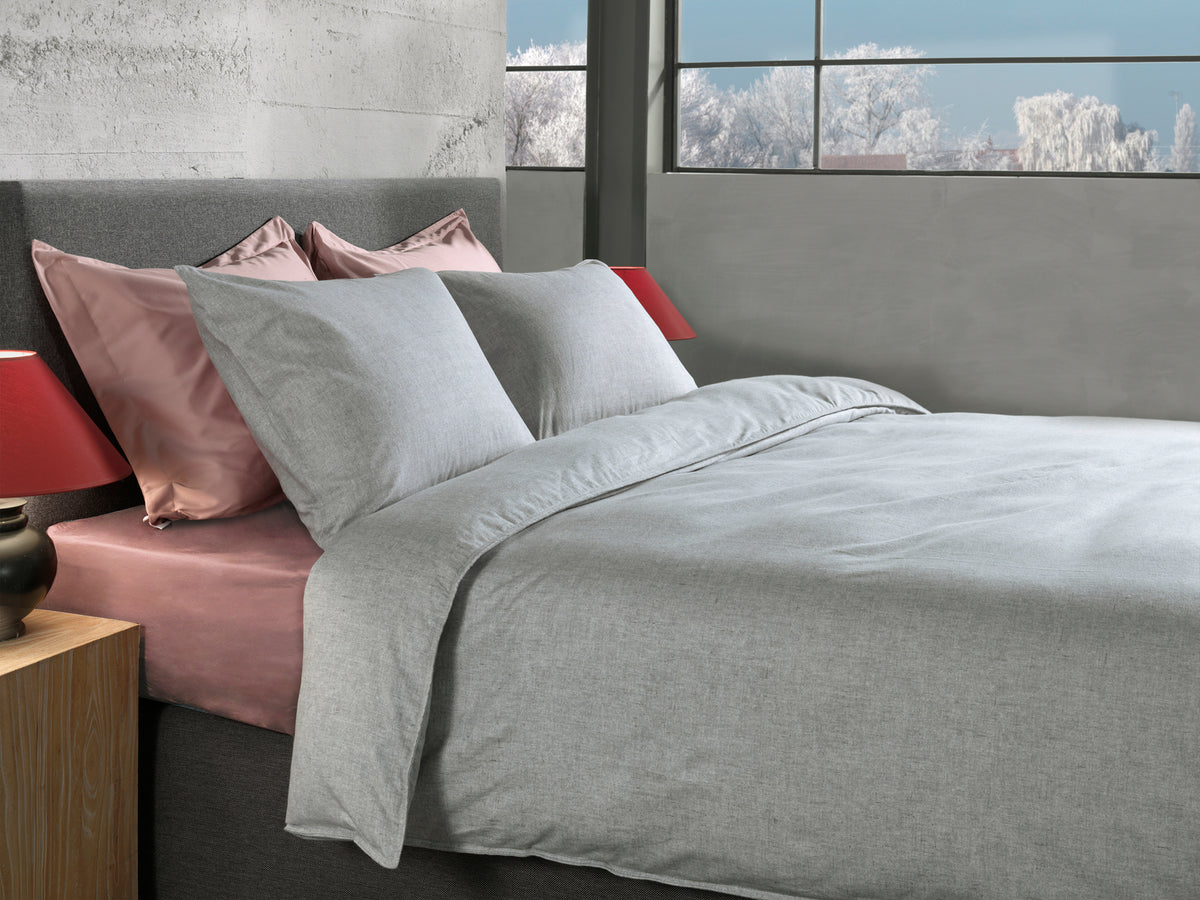Heckettlane Dekbedovertrek Franela Mist Grey - 100% Katoen-Flanel