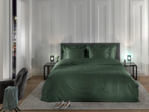 Heckettlane Dekbedovertrek Diamante Calla Green - 100% Katoen-Satijn