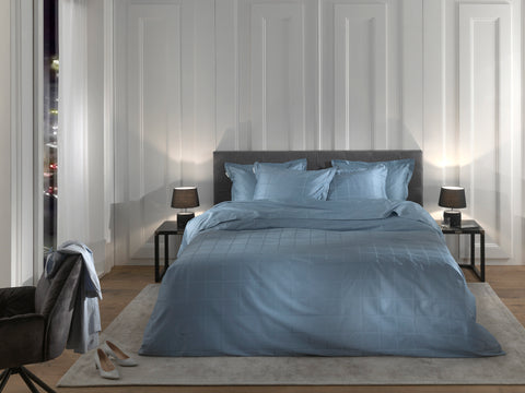 Heckettlane Dekbedovertrek Diamante Colonial Blue - 100% Katoen-Satijn