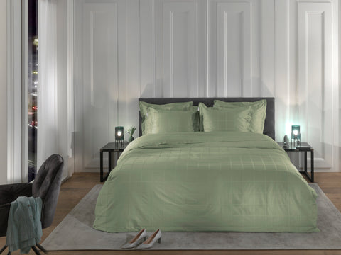 Heckettlane Dekbedovertrek Diamante Laurel Green - 100% Katoen-Satijn