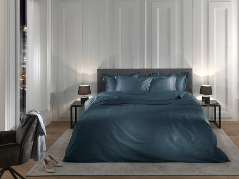 Heckettlane Dekbedovertrek Diamante Maritime Blue - 100% Katoen-Satijn
