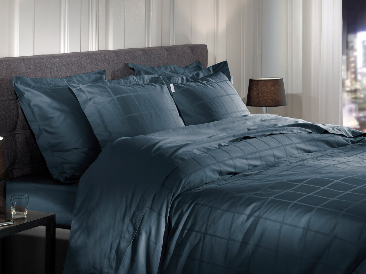 Heckettlane Dekbedovertrek Diamante Maritime Blue - 100% Katoen-Satijn