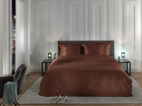 Heckettlane Dekbedovertrek Diamante Marsala Brown - 100% Katoen-Satijn
