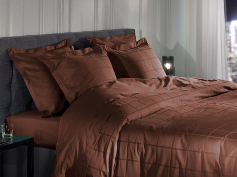 Heckettlane Dekbedovertrek Diamante Marsala Brown - 100% Katoen-Satijn