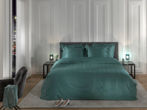 Heckettlane Dekbedovertrek Diamante Mineral Green - 100% Katoen-Satijn