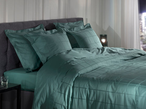 Heckettlane Dekbedovertrek Diamante Mineral Green - 100% Katoen-Satijn