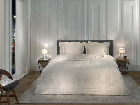 Heckettlane Dekbedovertrek Diamante Off-White - 100% Katoen-Satijn