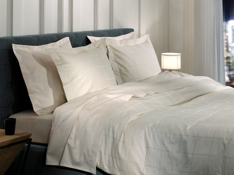 Heckettlane Dekbedovertrek Diamante Off-White - 100% Katoen-Satijn