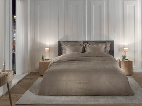 Heckettlane Dekbedovertrek Diamante Taupe Grey - 100% Katoen-Satijn