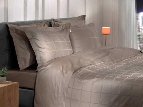 Heckettlane Dekbedovertrek Diamante Taupe Grey - 100% Katoen-Satijn