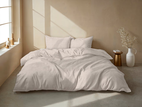 Zohome Dekbedovertrek Striscia di Lino Sandy Beige - 100% Katoen
