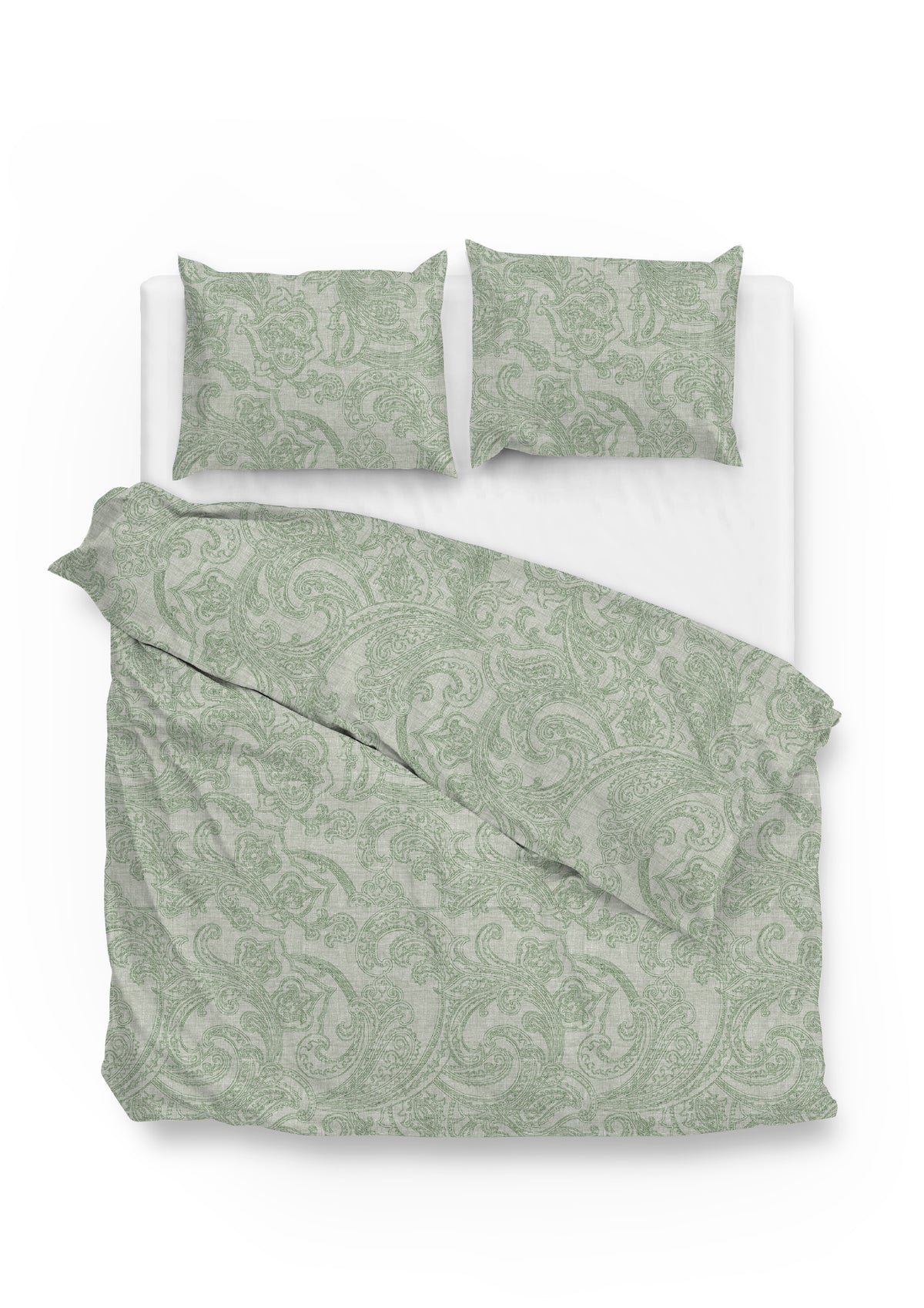 Zohome Dekbedovertrek Paisley di Lino Moss Green - 100% Katoen
