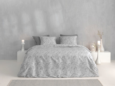 Zohome Dekbedovertrek Fiori di Satinado Ash Grey - 100% Katoen-Satijn