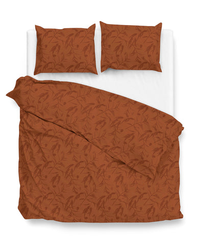Zohome Dekbedovertrek Fiori di Satinado Copper Orange - 100% Katoen-Satijn