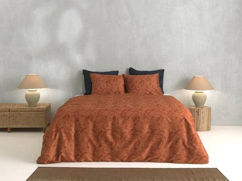 Zohome Dekbedovertrek Fiori di Satinado Copper Orange - 100% Katoen-Satijn